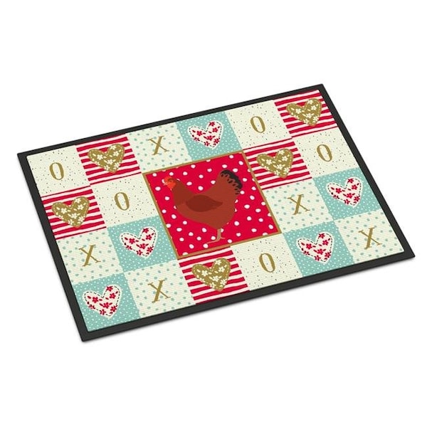 Carolines Treasures CK5270MAT 18 x 27 in. New Hampshire Red Chicken Love Indoor or Outdoor Mat CK5270MAT - main